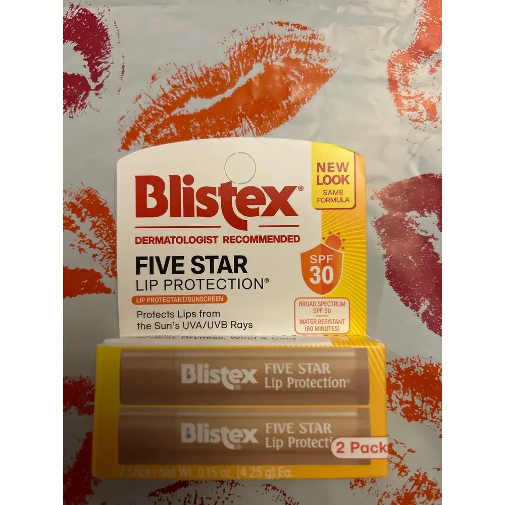 New Blistex 2pk Five Star Lip Protection Sunscreen SPF 30🌞 Lip Balm 0.15oz each